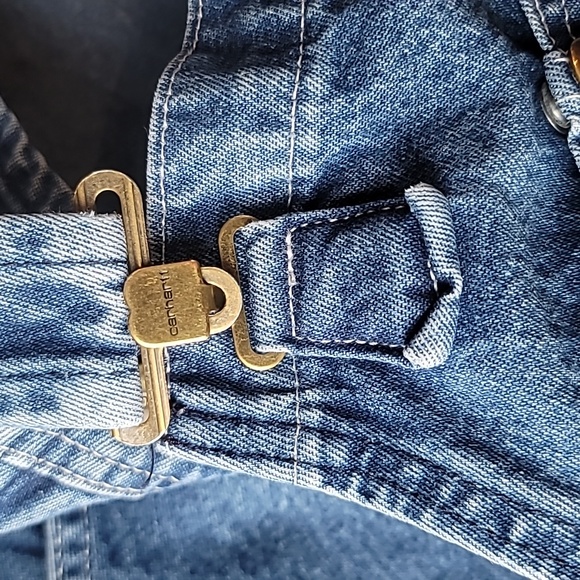 CARHARTT Mens Denim Workwear 90's Blue Jean Overalls 42×32 - Picture 11 of 16